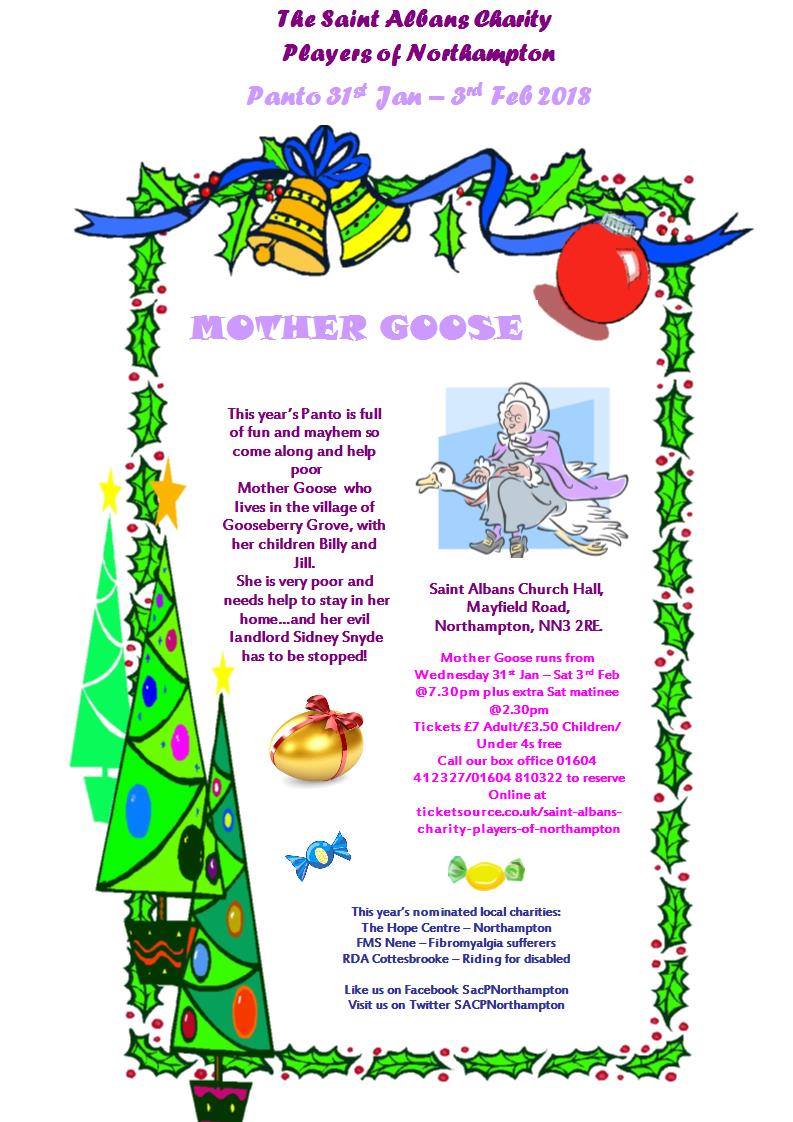 Mother Goose stage production poster – The Charity Players