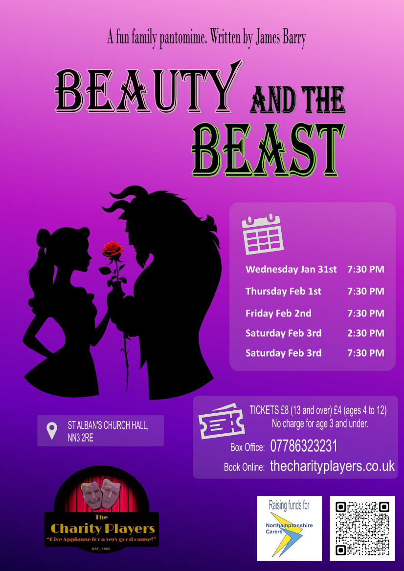 Beauty and the Beast stage production poster – The Charity Players 2024